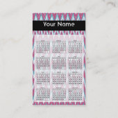 クランベリーとティール(緑がかった色)イカットジグザグパターン 名刺 (裏面)