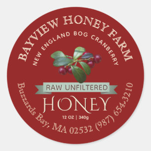 クランベリーとボグクランベリーのハニーラベル ラウンドシール