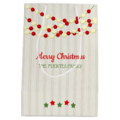 クランベリーとポップコーンのベ素朴ッドボードクリスマス ミディアムペーパーバッグ (裏面)