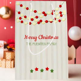 クランベリーとポップコーンのベ素朴ッドボードクリスマス ミディアムペーパーバッグ