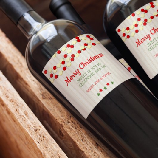クランベリーとポップコーンのベ素朴ッドボードクリスマス ワインラベル
