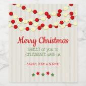 クランベリーとポップコーンのベ素朴ッドボードクリスマス ワインラベル (シングルラベル)