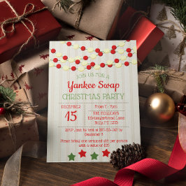 クランベリーとポップコーンのベ素朴ッドボードクリスマス 招待状