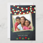 クランベリーとポップコーン写真素朴クリスマス シーズンカード (正面)