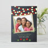 クランベリーとポップコーン写真素朴クリスマス シーズンカード (スタンド正面)