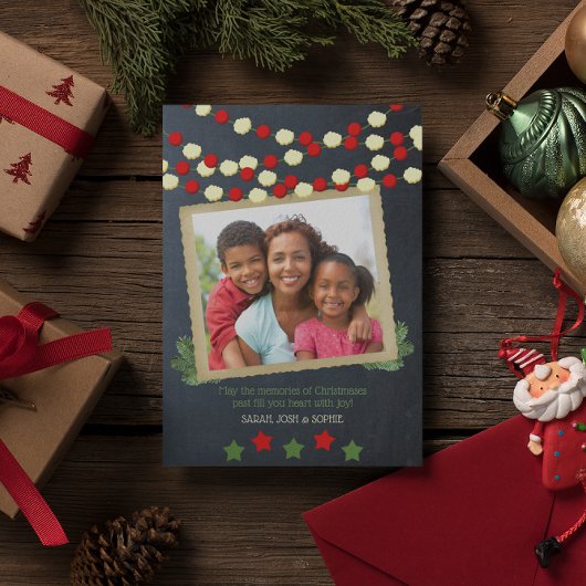 クランベリーとポップコーン写真素朴クリスマス シーズンカード