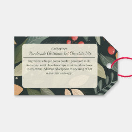 クランベリーと葉のクリスマス ホットチョコレートミックス ギフトタグ