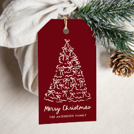クランベリーのクリスマスツリーのリボン クリスマスの飾り ギフトタグ