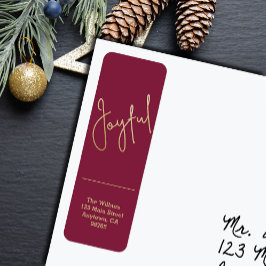 クランベリーのクリスマス差出人ラベルにゴールドでJOYFULと表示 ラベル