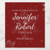 クランベリーのワインラベルに結婚白い雪片 ワインラベル (シングルラベル)