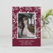 クランベリーの写真で新年の幸せボタニカル シーズンカード (スタンド正面)