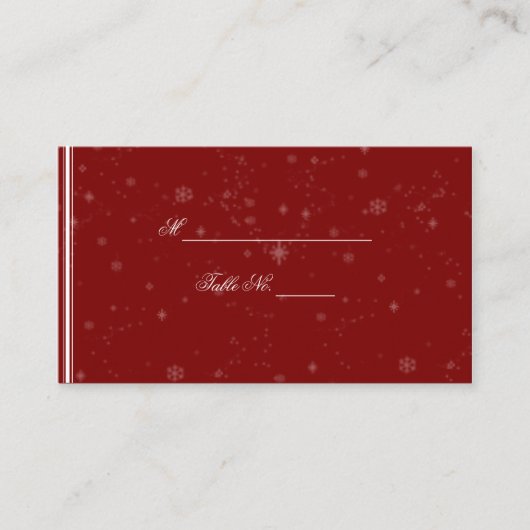 クランベリーの座席表に白い雪結婚片 プレイスカード (正面)