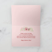 クランベリーの母の日にピンクの水色のフローラ カード (内部)