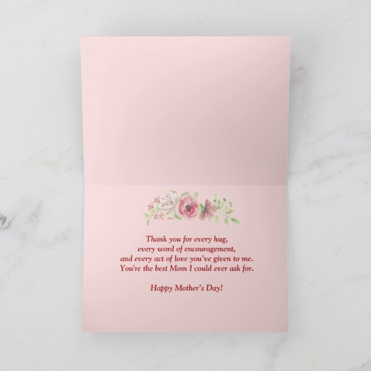 クランベリーの母の日にピンクの水色のフローラ カード (内部)