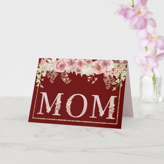 クランベリーの母の日にピンクの水色のフローラ カード (蘭)