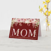 クランベリーの母の日にピンクの水色のフローラ カード (黄色い花)