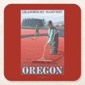 クランベリーの沼地の収穫のヴィンテージ旅行ポスター スクエアペーパーコースター (正面)