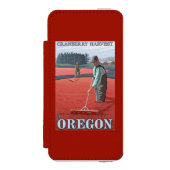 クランベリーの沼地の収穫のヴィンテージ旅行ポスター INCIPIO iPhoneウォレットケース (フォリオ 正面)