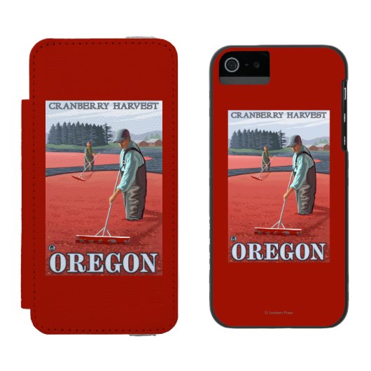 クランベリーの沼地の収穫のヴィンテージ旅行ポスター INCIPIO iPhoneウォレットケース (並び)