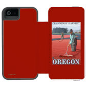 クランベリーの沼地の収穫のヴィンテージ旅行ポスター INCIPIO iPhoneウォレットケース (フォリオオープン)