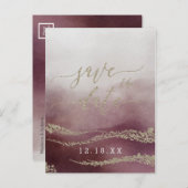 クランベリーの結婚式の水彩日付を保存 案内ポストカード (正面/裏面)