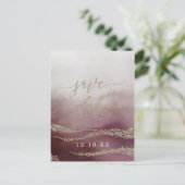 クランベリーの結婚式の水彩日付を保存 案内ポストカード (スタンド正面)