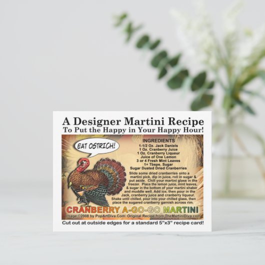 クランベリーはカード感謝祭のマルティーニのレシピ行行きます シーズンポストカード (スタンド正面)