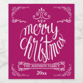 クランベリーアンドホワイトタイポグラフィホリデイ ワインラベル (シングルラベル)