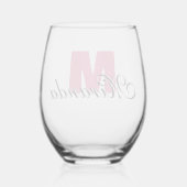クランベリーイニシャルとブラックネーム |モダン | ステムなしワイングラス (裏面)