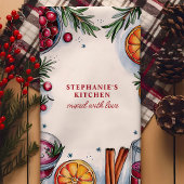 クランベリーオレンジカクテルクリスマスパーソナライズされた キッチンタオル