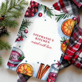 クランベリーオレンジカクテルクリスマスパーソナライズされた キッチンタオル