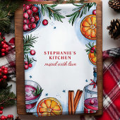 クランベリーオレンジカクテルクリスマスパーソナライズされた キッチンタオル