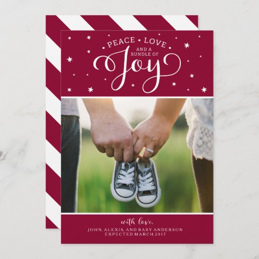 クランベリークリスマス妊娠告知カード シーズンカード (正面/裏面)