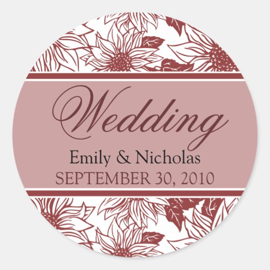 クランベリーサンフラワーズ結婚式招待状シール ラウンドシール (正面)