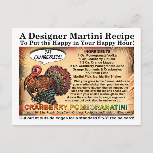 クランベリーザクロ感謝祭カクテルレシピ シーズンポストカード (正面)