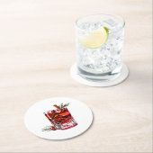 クランベリーシナモンウィスキーサワーカクテル ラウンドペーパーコースター (インサイチュ)