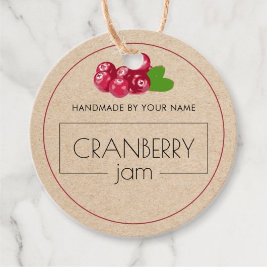 クランベリージャムカスタム製品ラベルつるラベル フェイバータグ (正面)