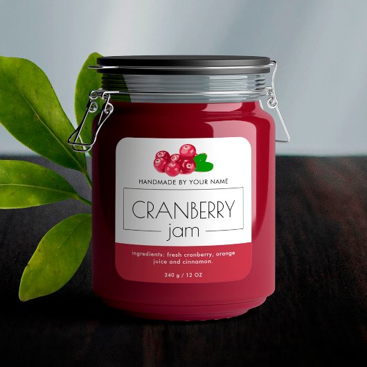 クランベリージャム製品ラベルシール包装 スクエアシール