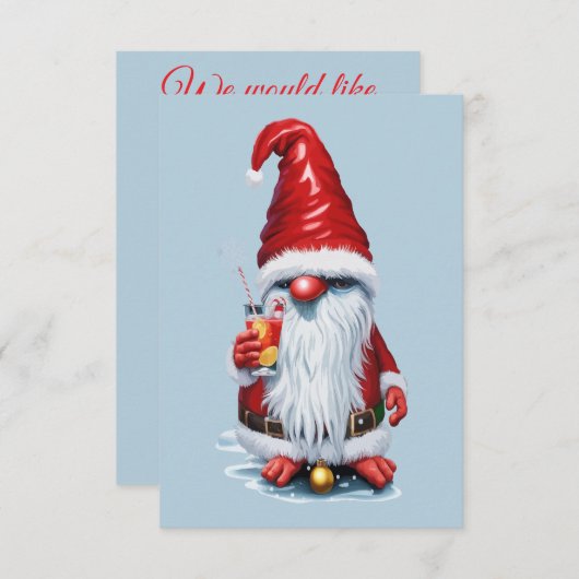 クランベリージュースカクテルを持ったノルウェーの小人 招待状 (正面/裏面)