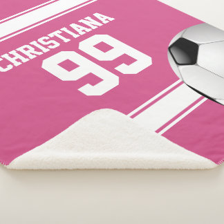 クランベリーピンク&ホワイトストライプサッカーボール シェルパブランケット