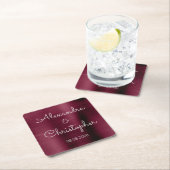 クランベリーブルゴーニュエレガントな結婚式または披露宴 スクエアペーパーコースター (インサイチュ)