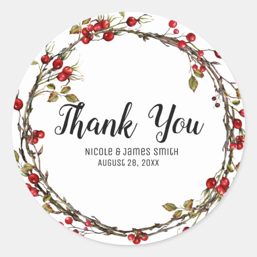 クランベリーベリ素朴ーズホリデーリースお願い ラウンドシール (正面)