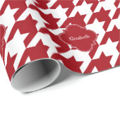 クランベリーホットクラ千鳥格子のンクローバーモノグラム ラッピングペーパー (ロールコーナー)