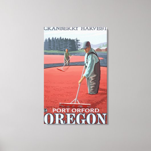 クランベリーボグハーベスト – ポートオルフォード,オレゴン キャンバスプリント (正面)