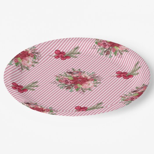 クランベリーポインセチアフローラ ペーパープレート (アングル)