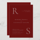 クランベリーミニマル結婚式招待状 招待状 (正面/裏面)