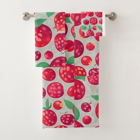 クランベリーモザイクカラフルパタパーソナライズされたーン バスタオルセット (インサイチュ)