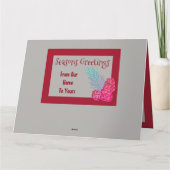 クランベリーモダンクリスマスグリーティングカード カード (裏面)