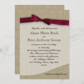 クランベリーリボンとバ結婚ラップ 招待状 (正面/裏面)