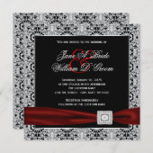 クランベリーレッドとブラック結婚ズ 招待状 (正面/裏面)